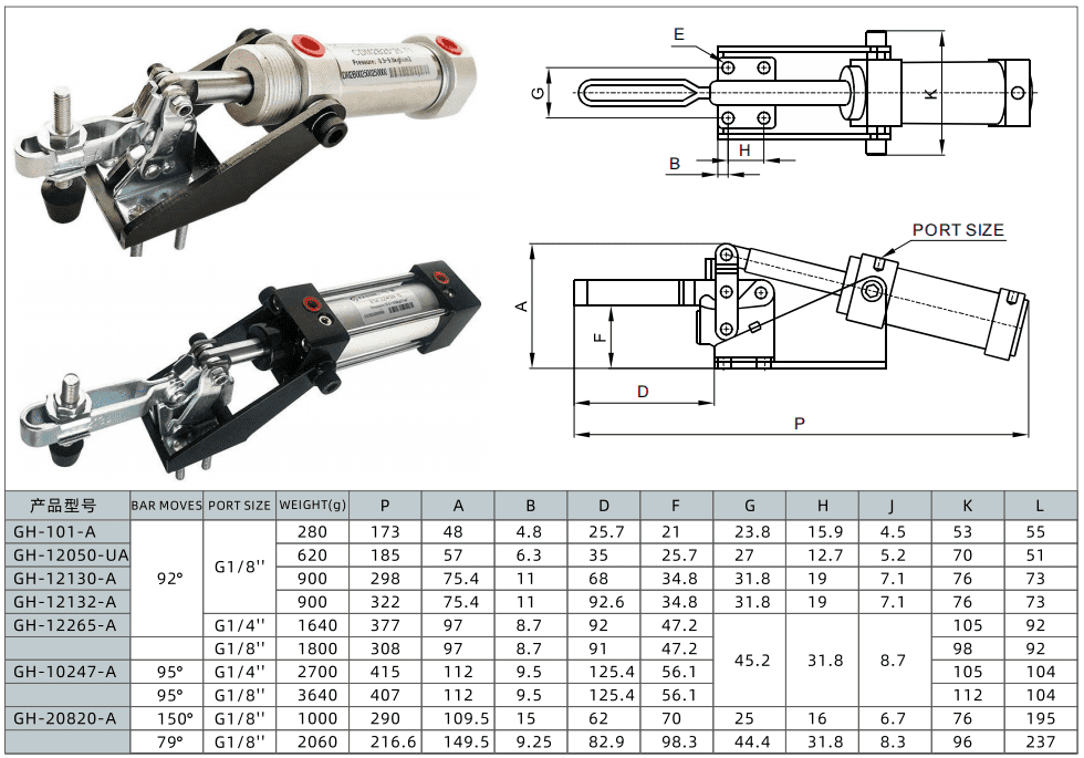 heavy-duty pneumatic toggle clamps